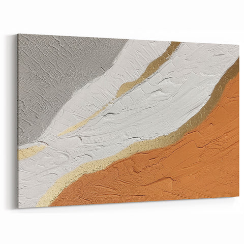Strokes and Lines Abstract Art with Gold, Gray, and Orange Textures