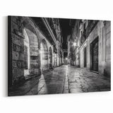 Historic Night Street Arches Wall Art - Urban Canvas Print