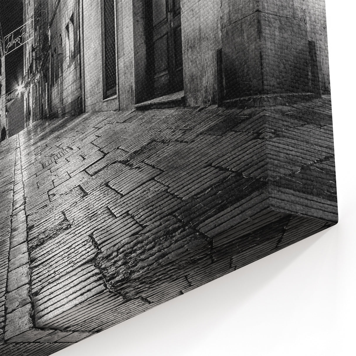 Historic Night Street Arches Wall Art - Urban Canvas Print