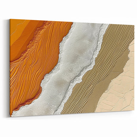Abstract Line Art with Beige, Orange, and Textured Earthy Tones