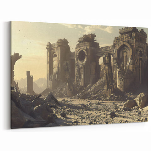 Ancient Ruins Wall Art - Monumental Ruins in Desert Landscape Canvas
