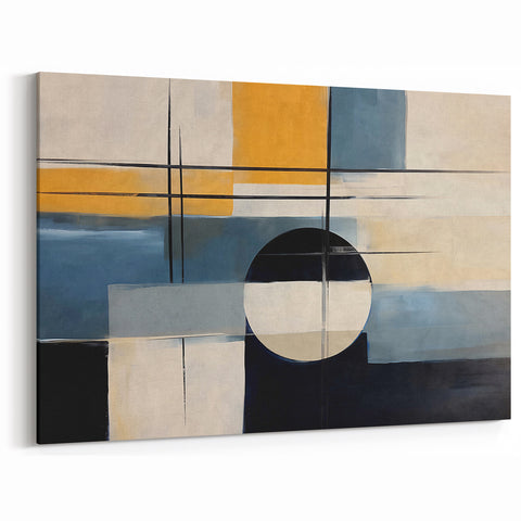 Modern Strokes and Lines Abstract Art with Geometric Design – Large Canvas