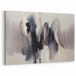 Abstract Line Art with Black and Gray Fluid Strokes on Canvas