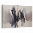 Abstract Line Art with Black and Gray Fluid Strokes on Canvas