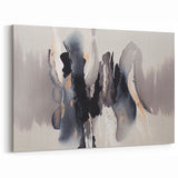 Abstract Line Art with Black and Gray Fluid Strokes on Canvas