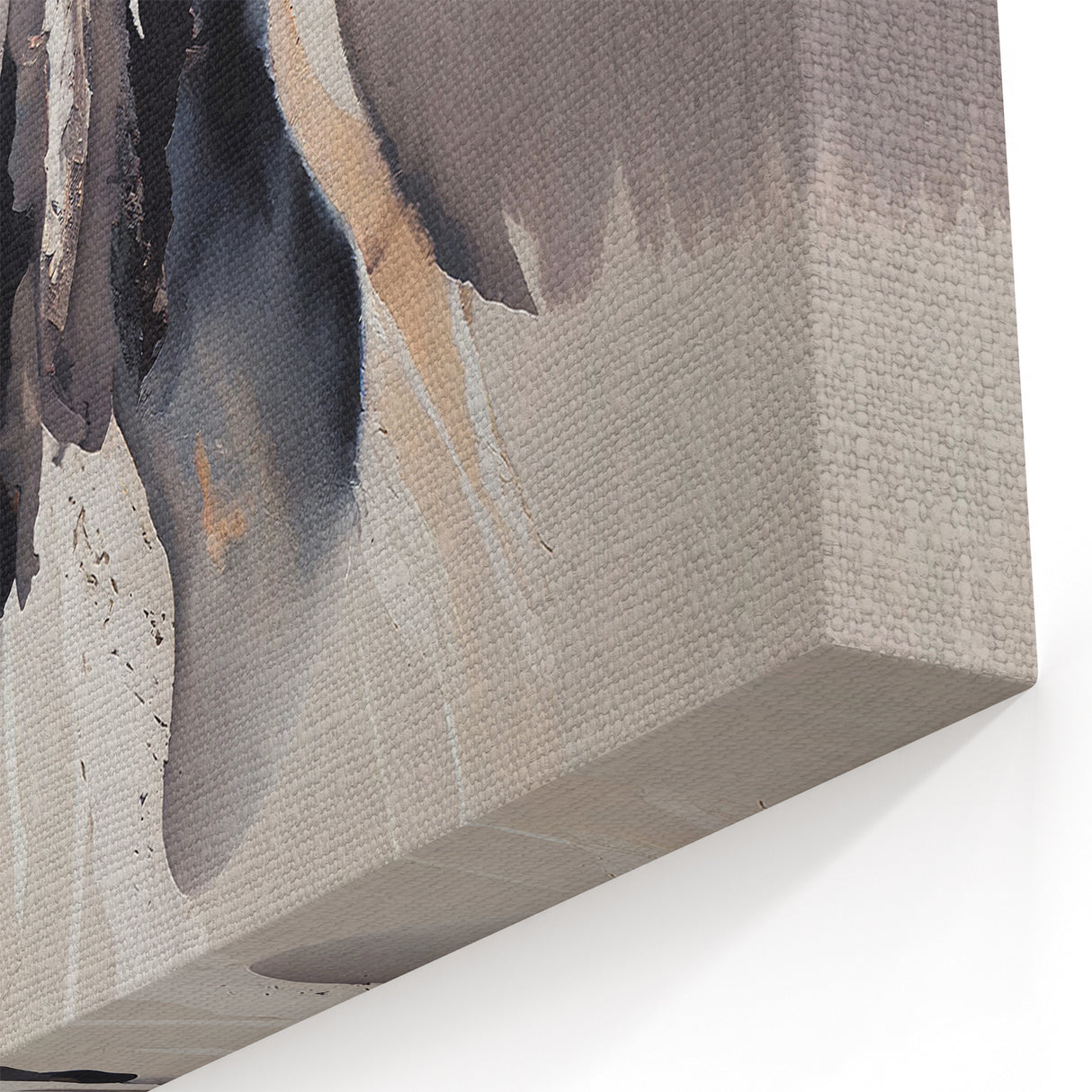 Abstract Line Art with Black and Gray Fluid Strokes on Canvas