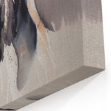 Abstract Line Art with Black and Gray Fluid Strokes on Canvas