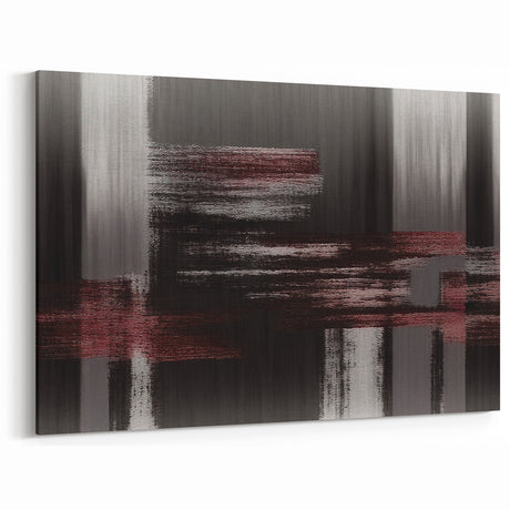 Abstract Line Art with Deep Burgundy, Black, and Gray Textures