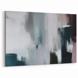 Abstract Line Art with Muted Gray, Teal, and Cream Textured Strokes
