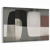 Geometric Line Art with Black, Gray, and Brown Abstract Shapes