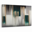 Abstract Line Art with Deep Green, Black, and Beige Vertical Strokes