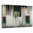 Abstract Line Art with Deep Green, Black, and Beige Vertical Strokes