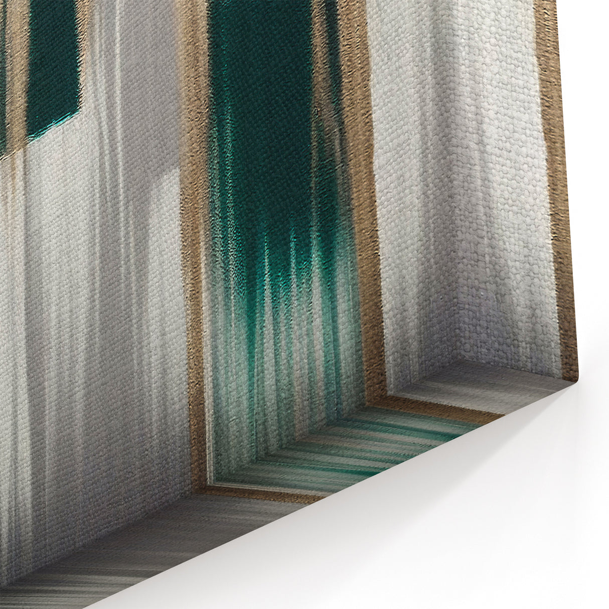 Abstract Line Art with Deep Green, Black, and Beige Vertical Strokes