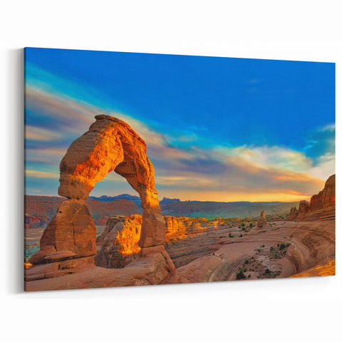 Sunset Desert Arch Wall Art - Vibrant Landscape Canvas Print