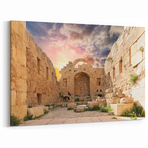 Ancient Ruins Wall Art - Sunlit Stone Fortress Canvas & Prints