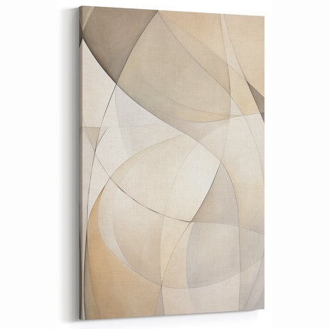 Neutral Minimalist Abstract Art - Modern Geometric Canvas Wall Decor