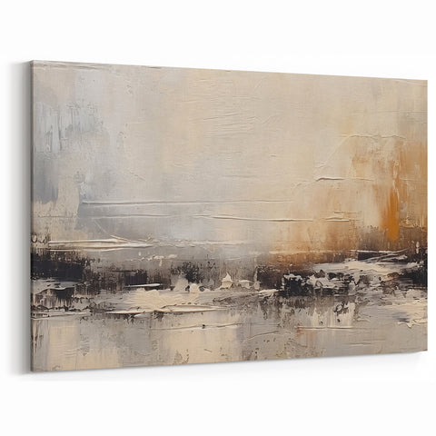 Neutral Strokes and Lines Abstract Art in Earthy Tones – Large Canvas