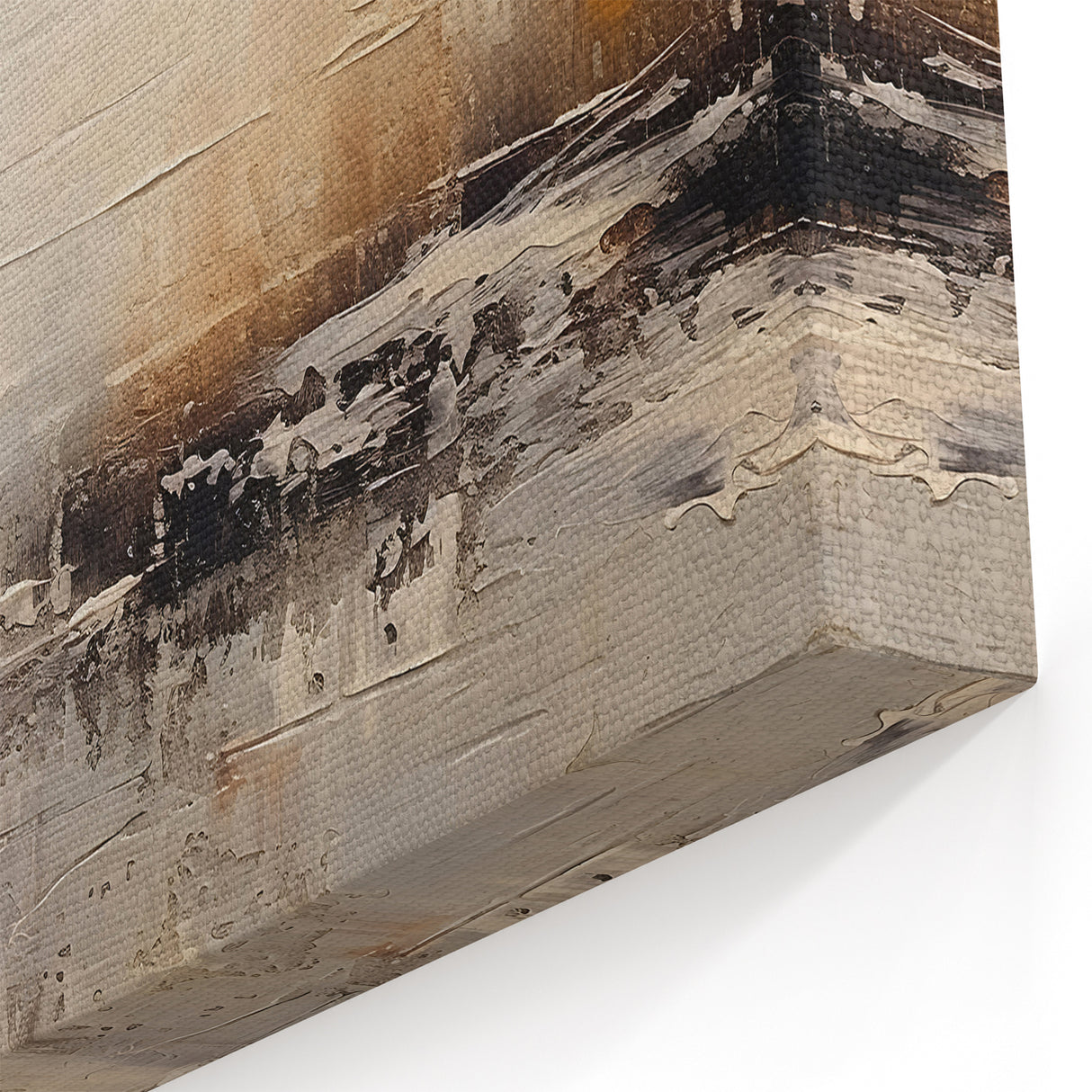 Neutral Strokes and Lines Abstract Art in Earthy Tones – Large Canvas