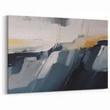 Abstract Line Art with Muted Blue, Gray, and Beige Brush Strokes