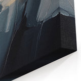 Abstract Line Art with Muted Blue, Gray, and Beige Brush Strokes