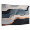 Abstract Line Art with Fluid Blue, Gray, and Beige Curved Layers