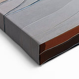 Abstract Line Art with Fluid Blue, Gray, and Beige Curved Layers