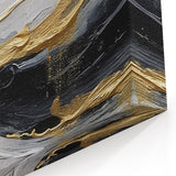 Black, White, and Gold Strokes Abstract Art – Modern Canvas Design