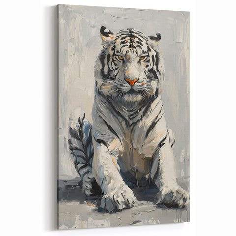 Abstract White Tiger Wall Art - Modern Wildlife Decor in Canvas & Prints.