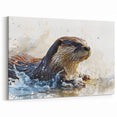 Splashing Sea Otter Wall Art - Vibrant Marine Life Canvas & Framed Prints