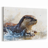 Splashing Sea Otter Wall Art - Vibrant Marine Life Canvas & Framed Prints