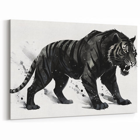 Bold Black Tiger Wall Art - Striking Monochrome Wildlife Decor in Prints.