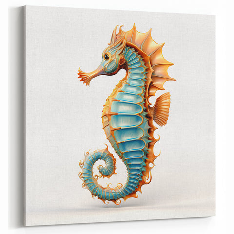 Golden Seahorse Wall Art - Coastal Canvas, Framed & Acrylic Glass Print