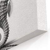 Monochrome Seahorse Wall Art - Elegant Black & White Canvas Print
