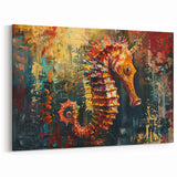 Abstract Seahorse Wall Art - Vibrant Textured Canvas, Framed & Prints