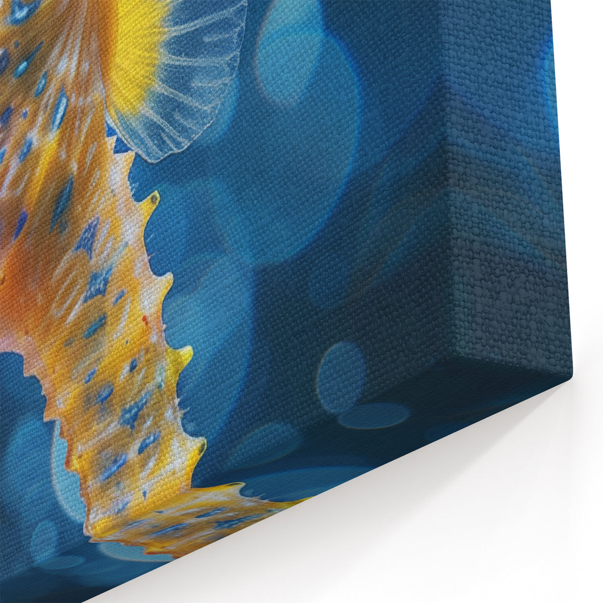 Vivid Seahorse Wall Art - Bright Yellow & Blue Canvas, Framed Print