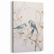 Charming Bird Art - Minimalist Watercolor Bluebirds on Branch Canvas Print