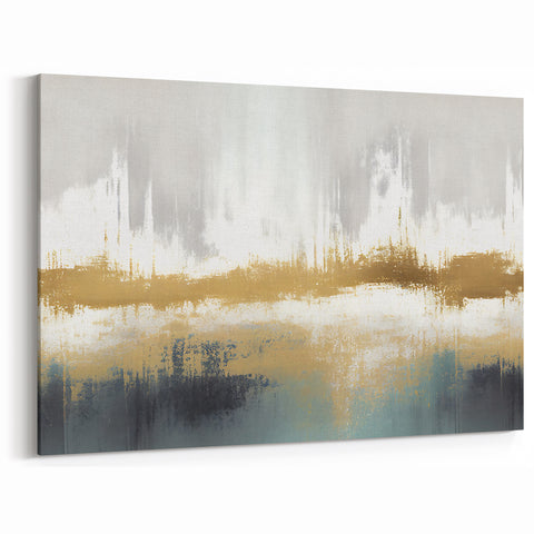 Abstract Strokes Art with Gold and Gray Tones – Modern Canvas Design