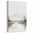 Serene Landscape Watercolor - Misty Morning Lake Canvas Art Print