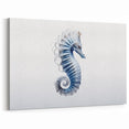 Serene Seahorse Wall Art - Soft Blue & White Canvas, Framed Print