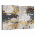 Dynamic Strokes and Lines Abstract Art with Gold and Gray Tones – Canvas