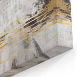 Dynamic Strokes and Lines Abstract Art with Gold and Gray Tones – Canvas