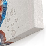 Colorful Seahorse Wall Art - Vibrant Red & Blue Canvas, Framed Print