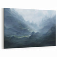 Misty Mountains Abstract Art in Cool Tones – Large Canvas Design