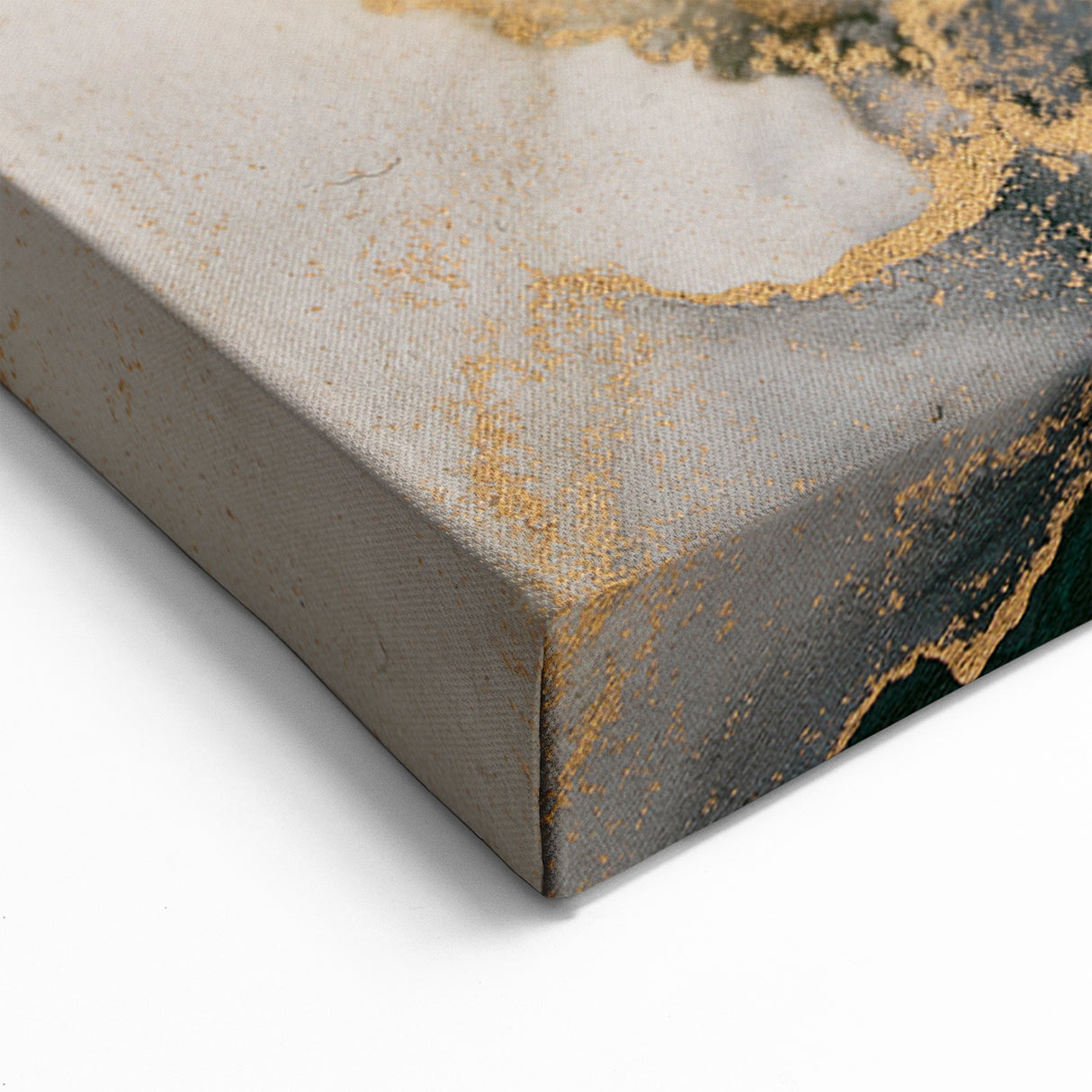 Abstract Strokes Art with Gold and Green Marble Effect – Canvas