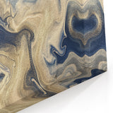 Elegant Abstract Strokes with Gold and Blue Swirls – Canvas Art