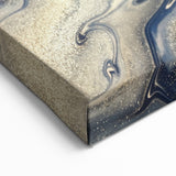 Elegant Abstract Strokes with Gold and Blue Swirls – Canvas Art