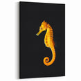 Golden Seahorse Wall Art - Bold Yellow & Black Canvas, Framed Print