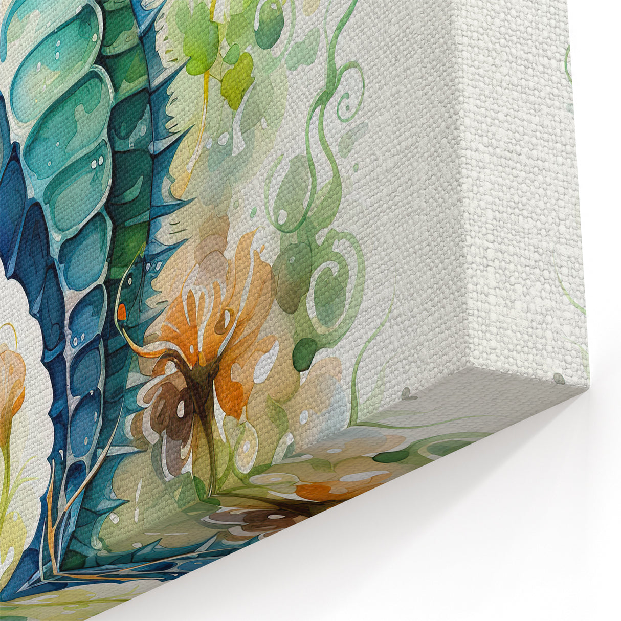 Whimsical Seahorse Wall Art - Aquatic Green & Blue Canvas, Framed Print