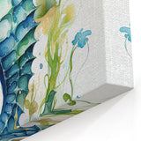 Serene Seahorse Wall Art - Lush Green & Blue Canvas, Framed Print