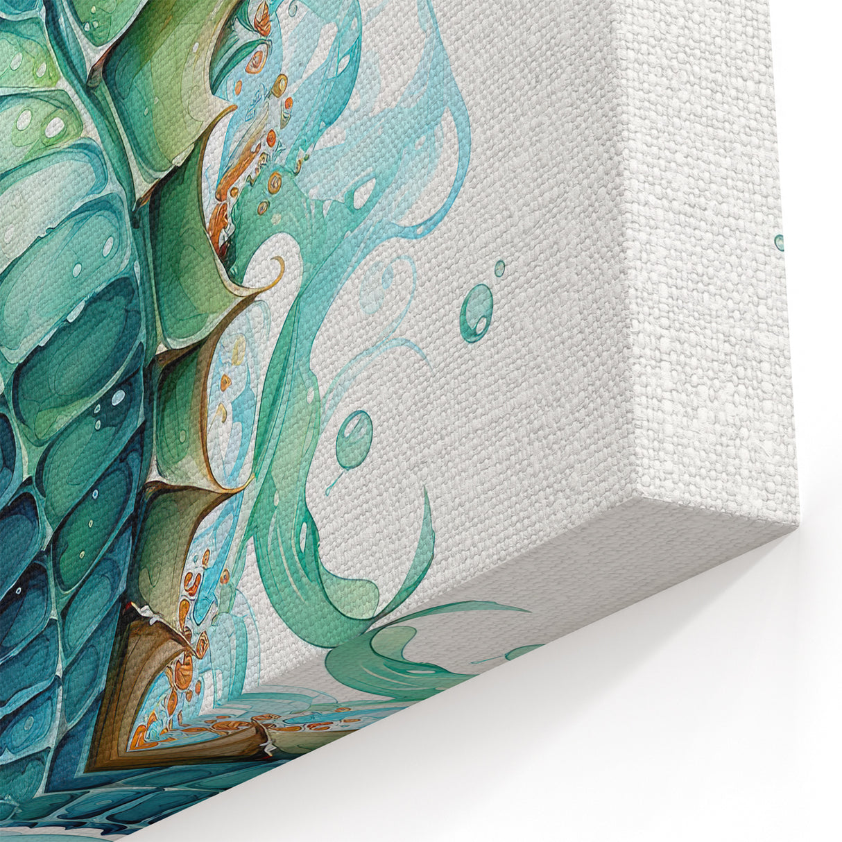 Elegant Seahorse Wall Art - Vibrant Green & Blue Canvas, Framed Print